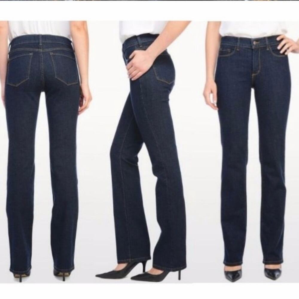NYDJ New Sz 4 Petite Marilyn Straight Leg Jeans in Dark Indigo Wash Stretchy